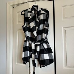 Christopher banks Buffalo plaid vest with belt XL